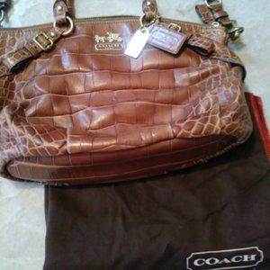 Coach Croc Embossed Leather Handbag-EUC